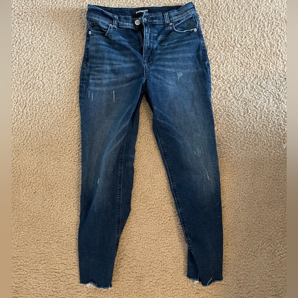 Express women’s Dark Blue Girlfriend High Rise Fit jeans size 2